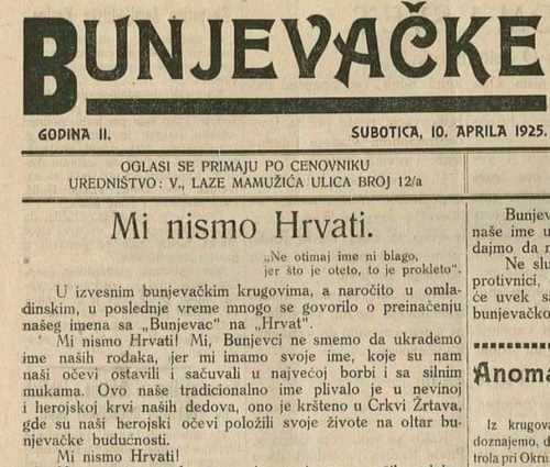 Bunyevác újság: Mi nem vagyunk horvátok!