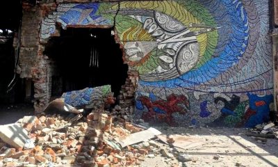az agresszor vandalizmusának áldozatai lettek az Azovsztal éttermének felbecsülhetetlen értékű mozaikjai is