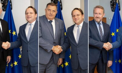Várhelyi külön-külön fogadta a boszniai vezetőket a képen látható sorrendben
