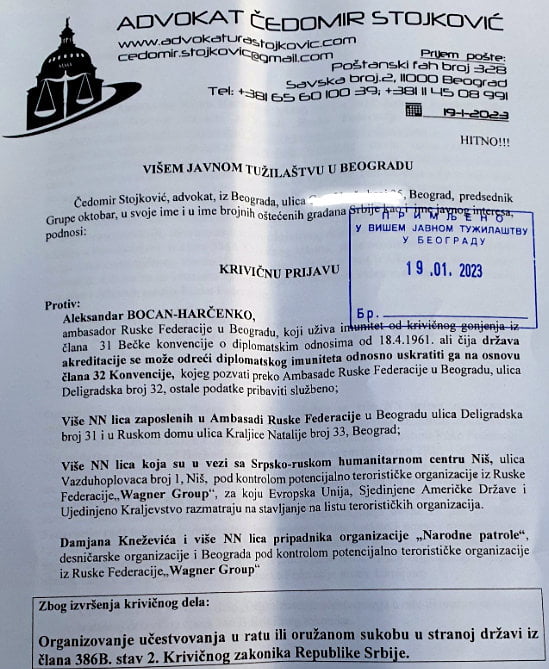 Feljelentés az orosz nagykövetség ellen