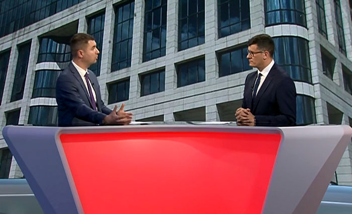 Davor Filipović horvát gazdasági miniszter a Nova TV studiójában (Forrás: Nova TV)