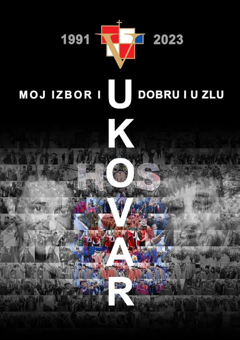 A vitatott plakát, az ellenzői a nagy U-betűt kifogásolták, mert az szerintük az usztasa mozgalomra utal