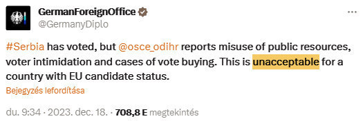 A németek számára elfogadhatatlan