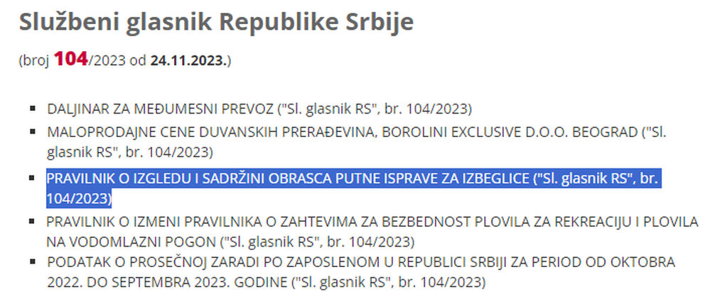 Február 1-étől kaphatnak menekültútlevelet, akik menedékstátusszal rendelkeznek Szerbiában 4 Szerb rendelet