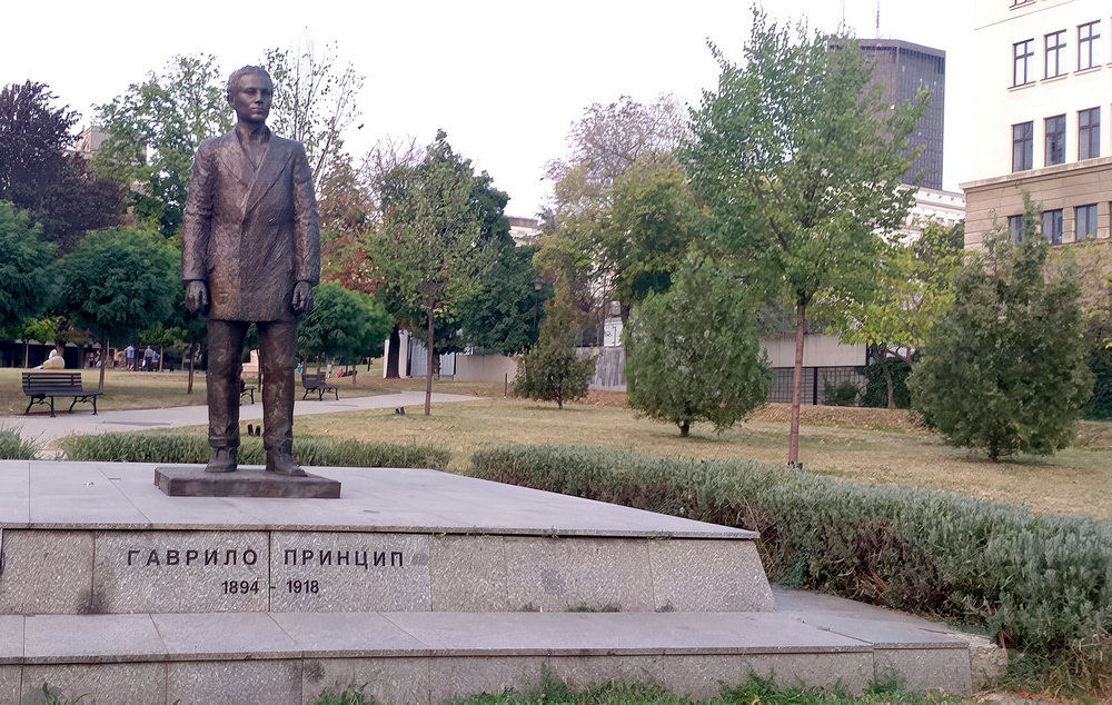 Gavrilo Princip szobra Belgrádban