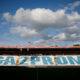 Gazprom-hirdetés a belgrádi "Rajko Mitić" stadionban, vagyis a szerb Marakanában(!), amely a Crvena Zvezda otthona
