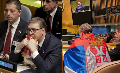 Szerb szurkoló az ENSZ-ben