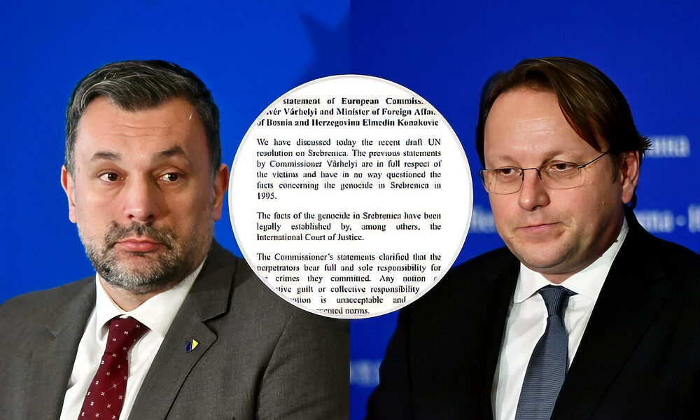 Elmedin Konaković és Várhelyi Olivér közös nyilatkozatot tett miszerint Magyarország nem támogatja a srebrenicai határozatot az ENSZ Közgyűlésében.