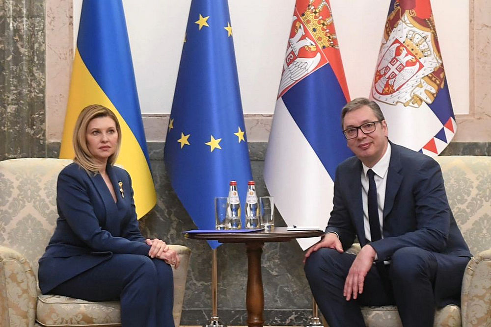 A szerb elnök az ukrán elnök nejével is találkozott, de találkozott az ukrán külügyminiszterrel is