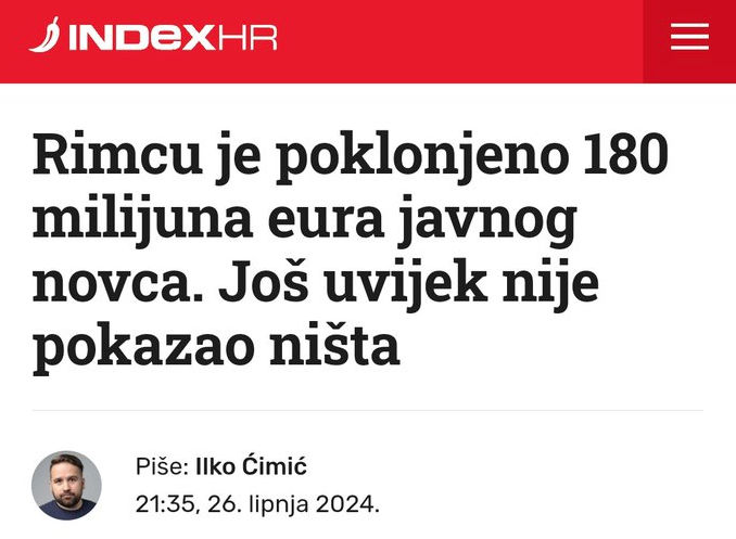 Fikázás Index módra: Rimac 180 millió euró közpénzt kapott ajándékba. Még mindig nem mutatott fel semmit