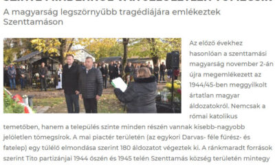 Szentamáson minden évben megemlékeznek az ártatlan áldozatokról, akiknek a csontjait a jelek szerint most titokban hordják el, és emlékmű helyett áruházat építenek a tömegsír(ok) helyén, Felvetődik a kérdés, hogy miért vannak még mindig jelöletlen tömegsírok, hiszen létezik illetékes szerb-magyar bizottság