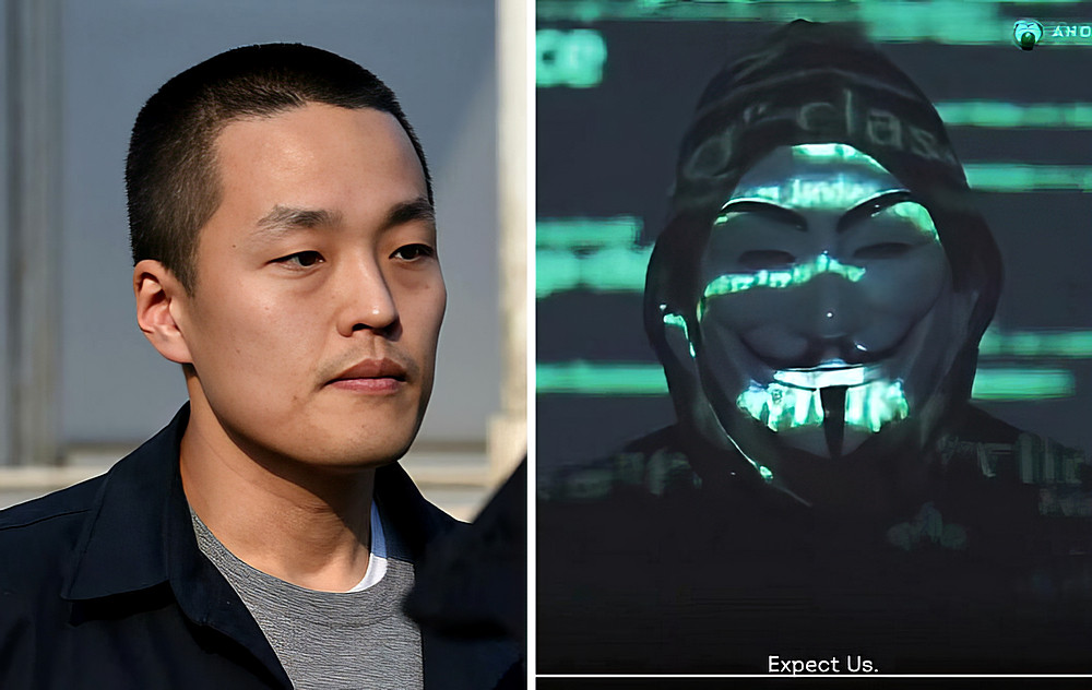 Közben, illetve mindenek előtt az Anonymous hackercsoport is bejelentkezett Do Kwonért (Forrás: X platform)