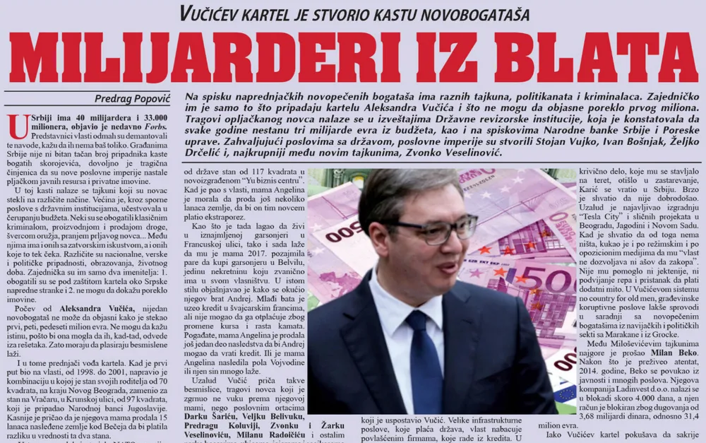 A Tabloid cikke: Vučić kartellje létrehozott egy újgazdag kasztot: milliárdosok a sárból