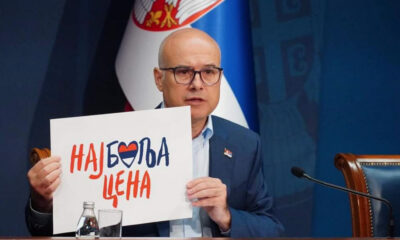 Милош Вучевић szerb miniszterelnök bemutatja a "legjobb árat"