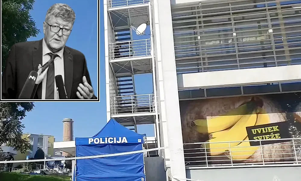 Erről a lépcsőről esett le a korházigazgató. A tűzlépcsőt sokan használták, mert gyorsabban le lehetett jutni rajta a földszinti üzletbe, ahol a banán látható, a felirat: mindig friss