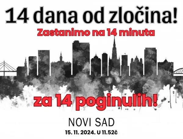 Ismét az interneten szerveződik egy megmozdulás: pénteken 11 óra 52 perckor, tehát a tragédia pillanatában, 14 nappal a tragédiát követően, Újvidéken megáll az élet a 14 áldozat emlékére