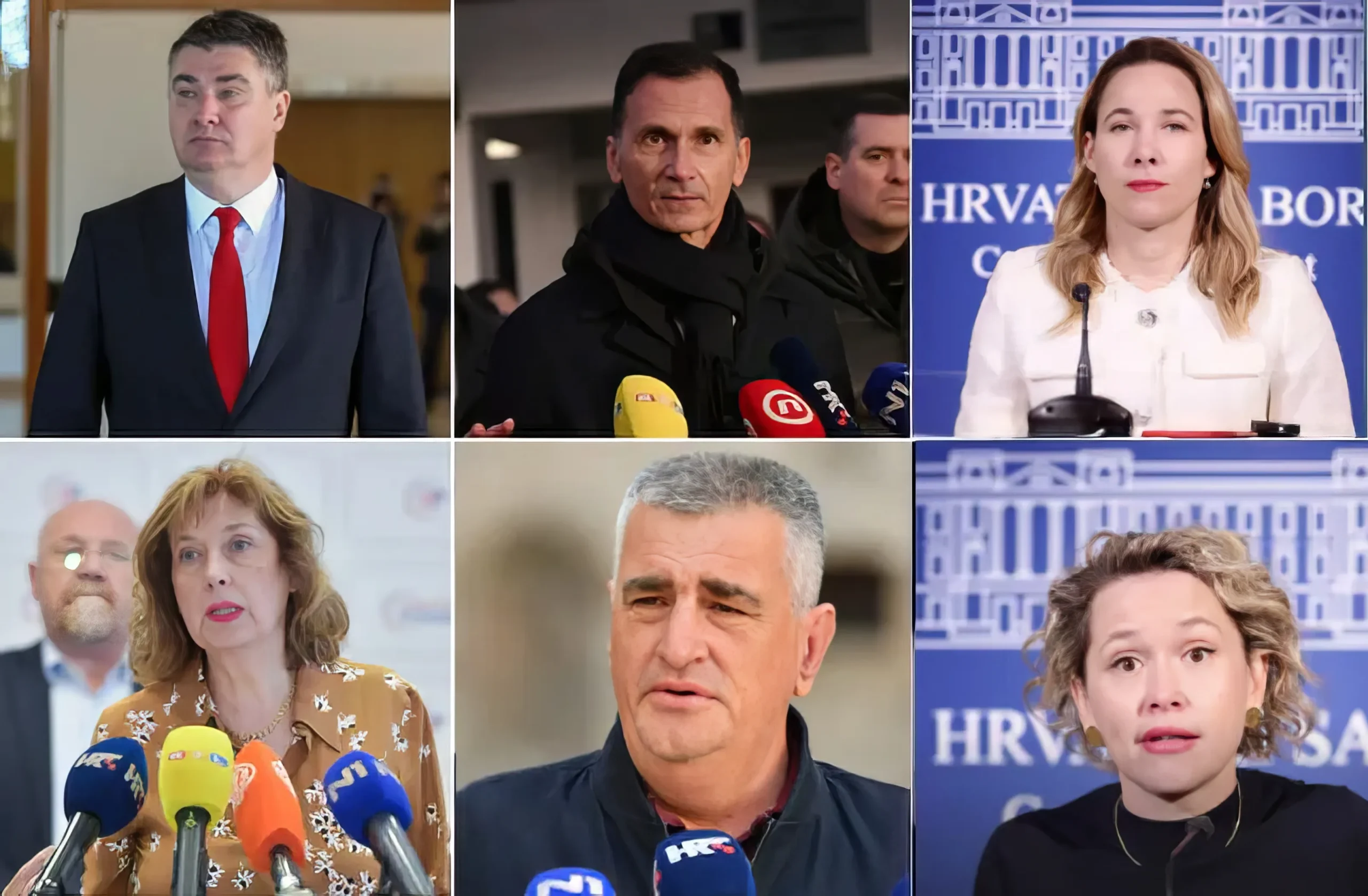Hat jelölt:_ Felül Zoran Milanović, Dragan Primorac, Marija Selak Raspudić, alul Branka Lozo, Miro Bulj és Ivana Kekin. Branka Lozóról nem lesz szó a cikkben, őt csak azért tettük oda, hogy ne maradjon üresen hely, teljesen esélytelen