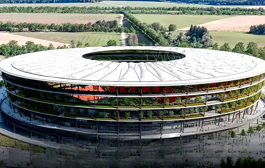 A tervek szerint így néz majd ki az új szerbiai nemzeti stadion a Belgrád melletti Surčinban, ahol a Nikola Tesla Repülőtér is van