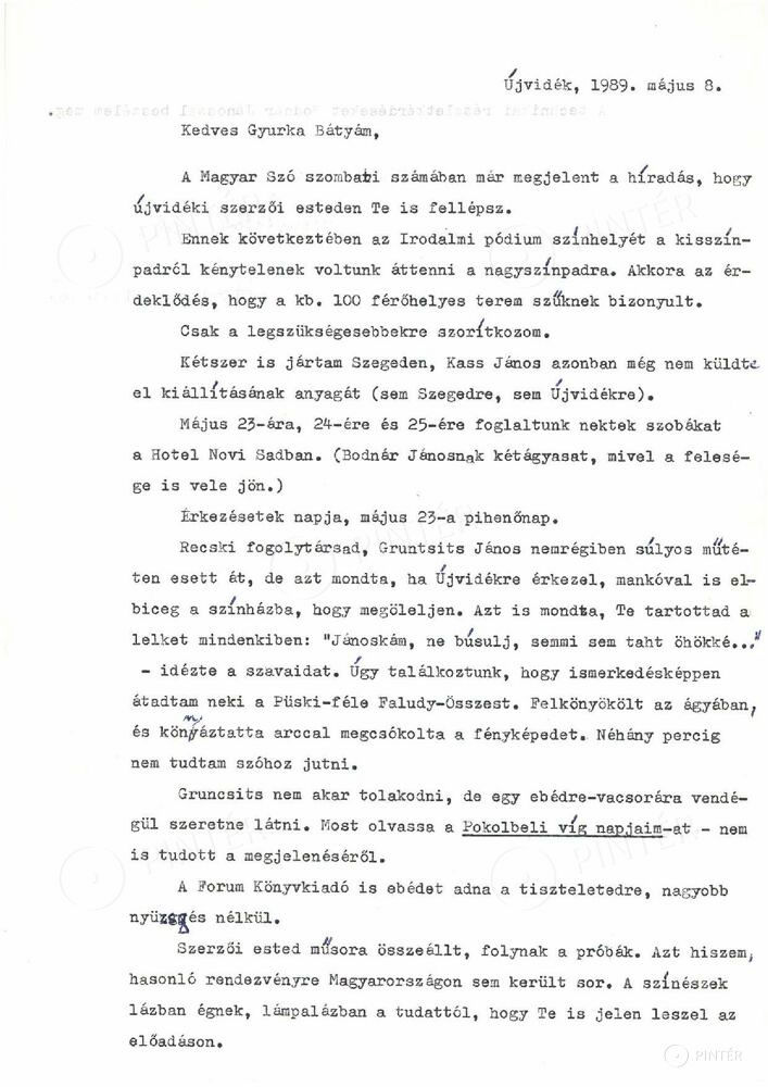 Hornyik Miklós teljes, szintén kordokumentum értékű levele