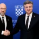 Közös nyilatkozatot adtunk ki, amelyben megerősítjük elkötelezettségünket az átfogó, igazságos és tartós béke megvalósítása mellett - írta az X platformon a horvát miniszterelnök, miután tárgyalt ukrán kollégájával. Andrej Plenković azt is bejelentette, hogy a horvát kormány csütörtöki ülésén elfogadja az Ukrajnának nyújtandó 12. katonai segélycsomagot (Forrás: X platform, Andrej Plenković)