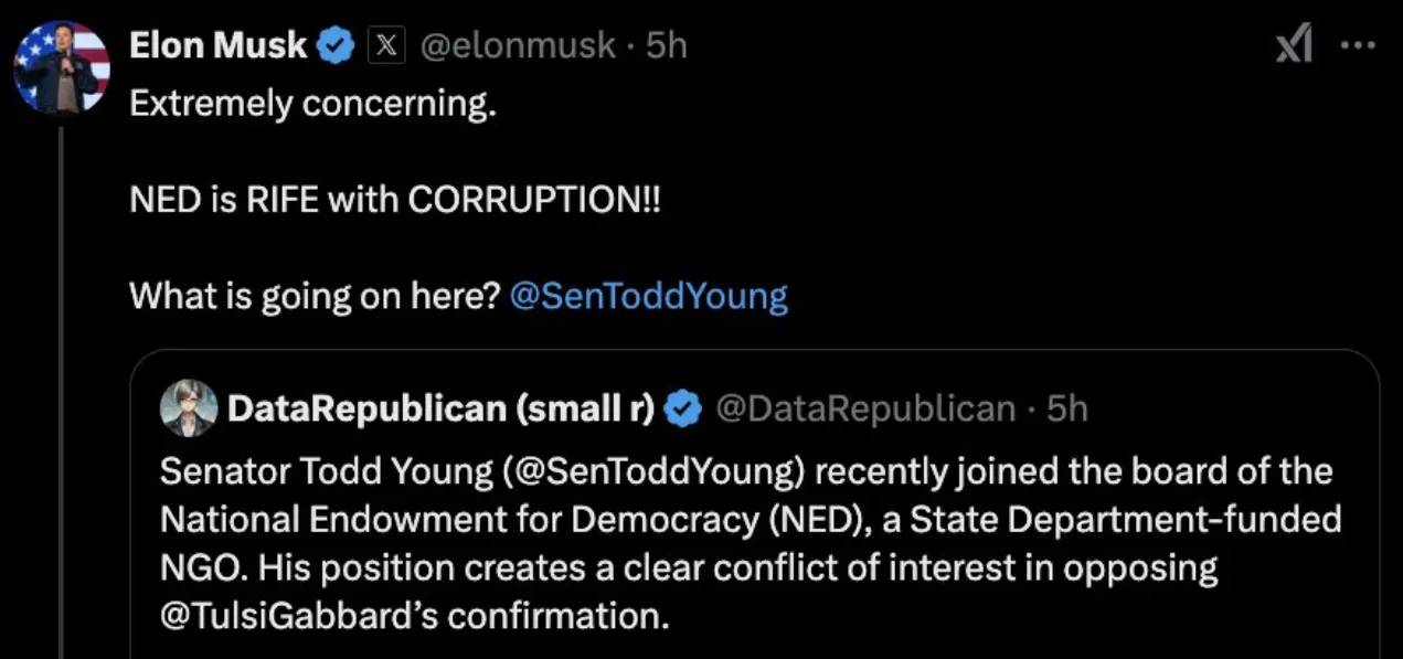 Elon Musk: Rendkívül aggasztó. A NED TELE VAN KORRUPCIÓVAL!!