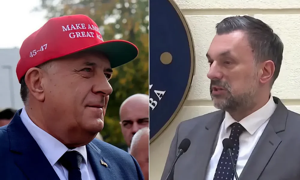 Képmutatásról beszél a MAGA micit sapkát viselő Dodik, aki drogkereskedelemmel vádolja Konakovićot