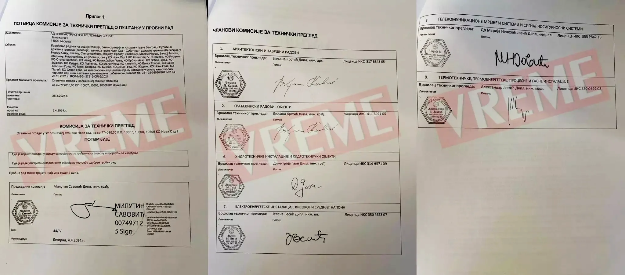 A Vreme által közzétett hamisított dokumentum