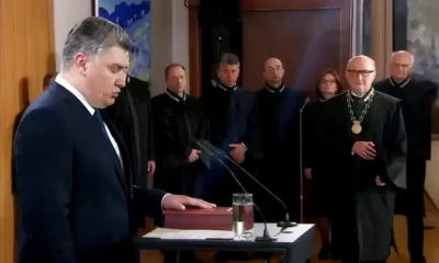 A horvát köztársasági elnök 2020-ban, amikor kezét az alkotmányra helyezve tette le a hivatali esküt