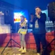 Nyári Ákos magyarul szólalt fel a szabadkai nagygyűlésen, balról az újvidéki vasútállomás installációja