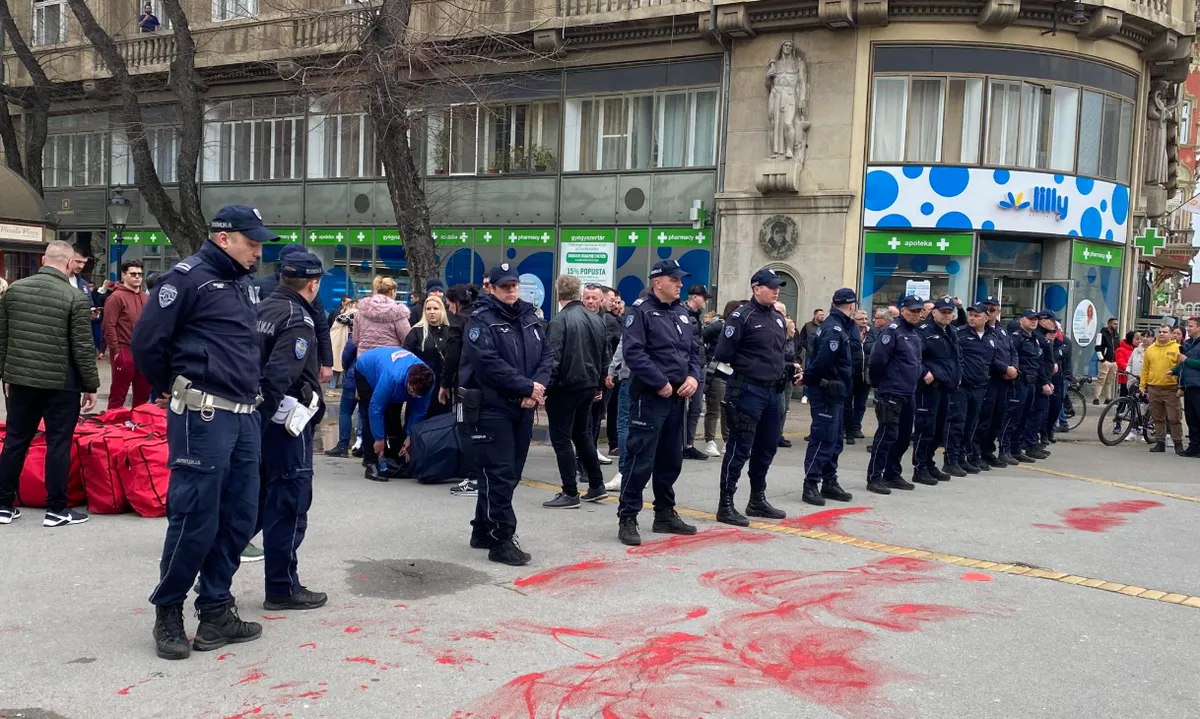 Progressive Party Activists Chased Off Subotica’s Central Square 4 SNS activists eventually left