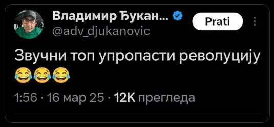 Szerbiának két hangágyúja van, az egyiket a BIA használta? 3 Vladimir Djukanovic bejegyzése az X-en