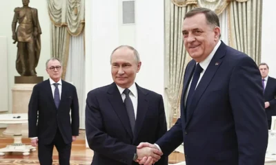 Vlagyimir Putyin fogadta Milorad Dodikot, amivel a metakommunikáció szintjén azt üzente, hogy továbbra is kiáll mellette, és ezzel számolni kell (Forrás: X platform, Milorad Dodik)