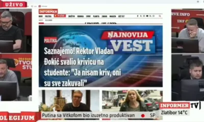 Közvetlenül azután, hogy Vladan Đokić a tanúvallomást követően elhagyta a rendőrséget, az Informer főszerkesztője a hivatalos jegyzőkönyvre hivatkozva azt állította, hogy a rektor tagadta bűnösségét, és azt állította, hogy az egészet a "diákok főzték ki"