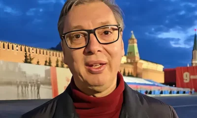 A szerb elnök esten kilenckor adott interjút a Vörös téren a szerb közszolgálati televíziónak, és készített videót a saját Instagramja számára
