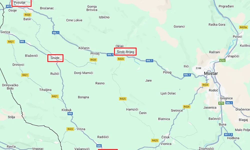 Široki Brijeg, Grude, Posušje és Ljubuški mind a Nyugat-Hercegovinai Megye (Županija Zapadnohercegovačka) részei, gazdasági szempontból ez az egyik legsikeresebb régió Bosznia-Hercegovinában. amit az alábbi cikk is alátámaszt (A térkép a Google segítségével készült)