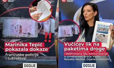 Marinika Tepić, a Szabadság és Igazságosság Pártjának alelnöke bizonyítékokat mutat, közölre a párt az X platformon