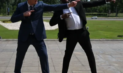 Usain Bolt és Aleksandar Vucic közös "gólöröme"