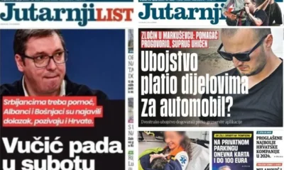Címlaphamisítás orosz módra: egy boszniai szerb képviselő a Jutarnji list címlapját hamisította meg, Aleksandar Vučić fotóján az olvasható„ hogy Vučić szombaton bukik”