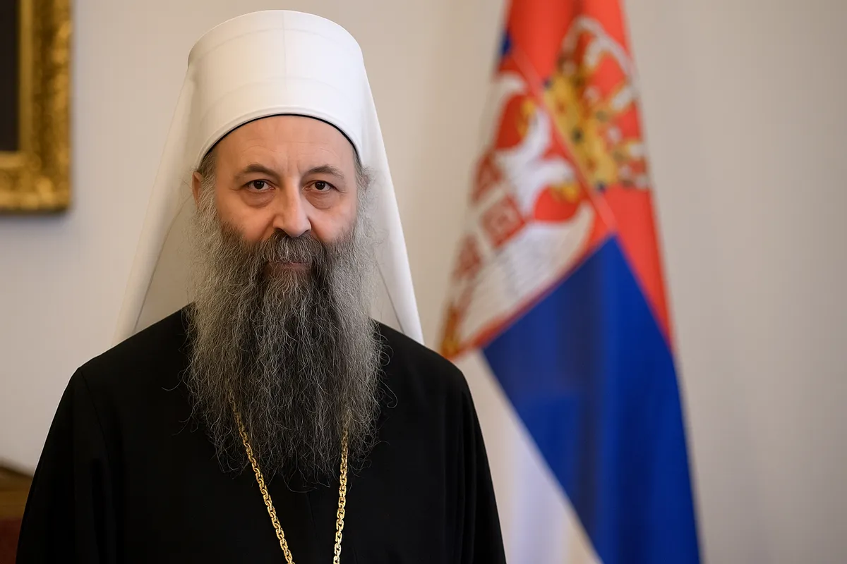 Porfírije szerb pátriárka által vezetett egyház (SPC) aktívan részt vesz a történelmi revizionizmusban és a politikai mobilizációban (Forrás: MI)