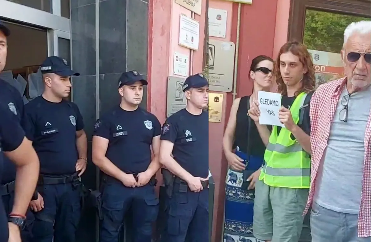 A választások napja Zajecarban, a felirat: "figyelünk benneteket"