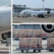 LŐSZEREXPORT: Egy izraeli Boeing 747-es teherszállító repülőgép a Nikola Tesla repülőtéren 2025 júniusának végén. (Fotó: BIRN-Harec/Magánarchívum)