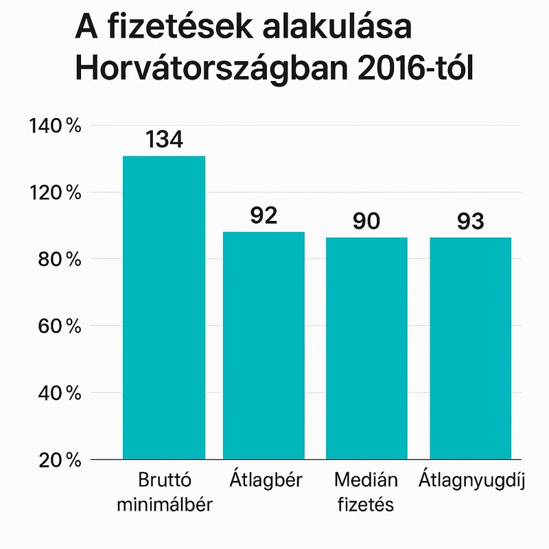 SIKERTÖRTÉNET: Amikor a lakosság lopja szét az országot 2 A horvát átlagbér alakulása 2016-tól