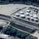 A MOL karlócai tárolója a világűrből is látszik (Forrás Google Earth)