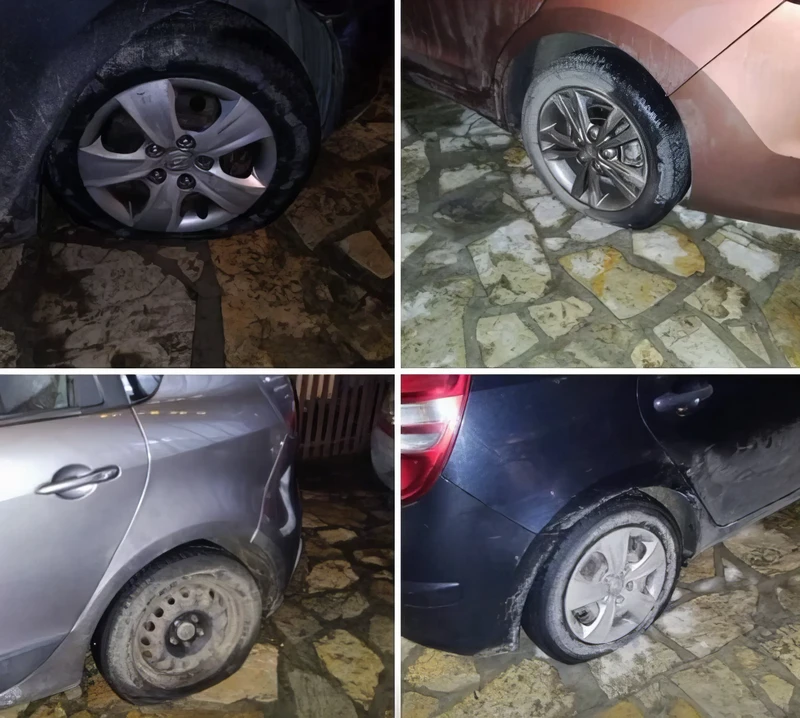 Egy aktivista, Đorđe Miketić fotókat is közzétett a megrongált gumiabroncsokról