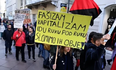 A fasizmus és a kapitalizmus kéz a kézben járnak, törjük le mindkettőt - erre szólított fel egy zágrábi fiatal (Forrás: X platform)