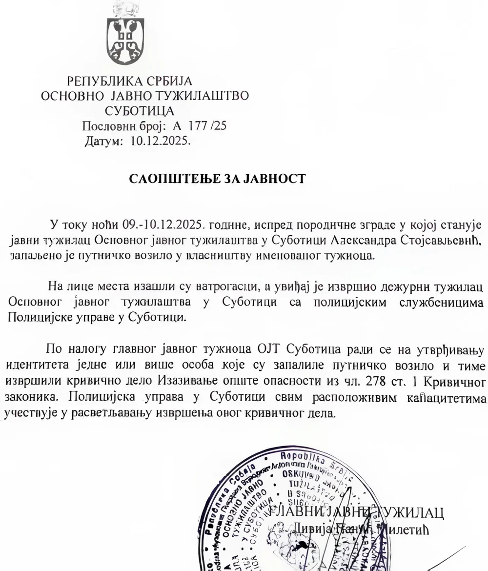 Ügyészségi közlemény