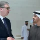 Nem csak partnerek, testvérek is. A képen Aleksandar Vucic "szerb sejk" és arab testvére Mohamed bin Zájed Ál Nahján sejk