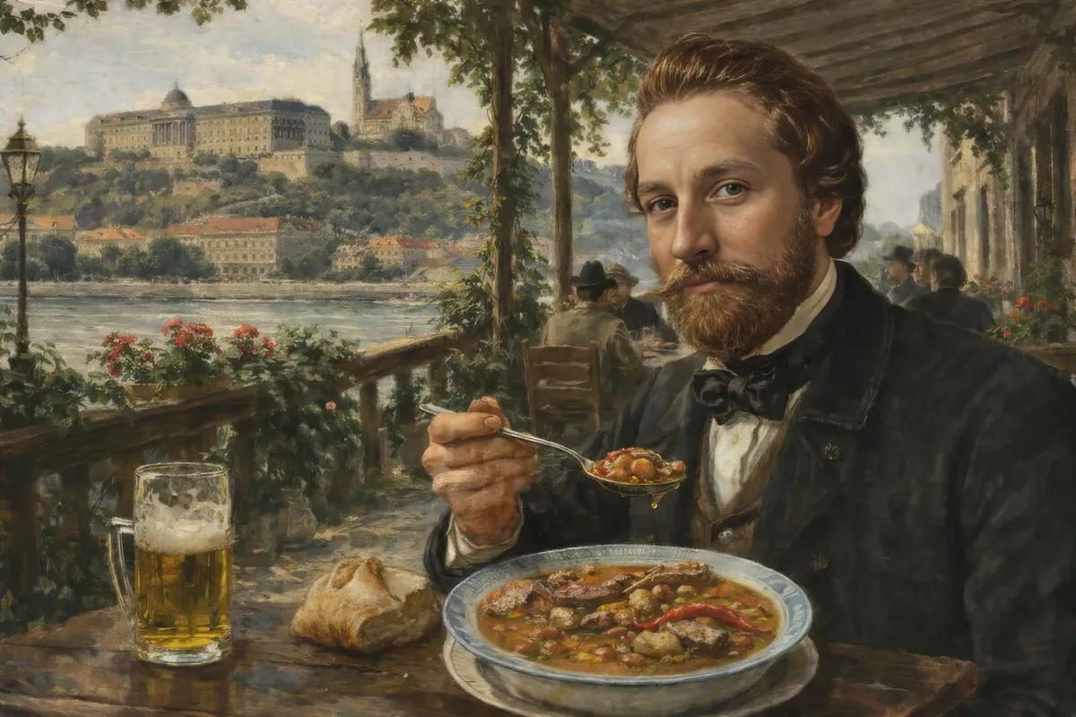 LEVESEBÉD : Egy hírnévre éhes paparazzi lekapta Jókai Mórt, amint éppen egy jó nagy adag bablevest eszik