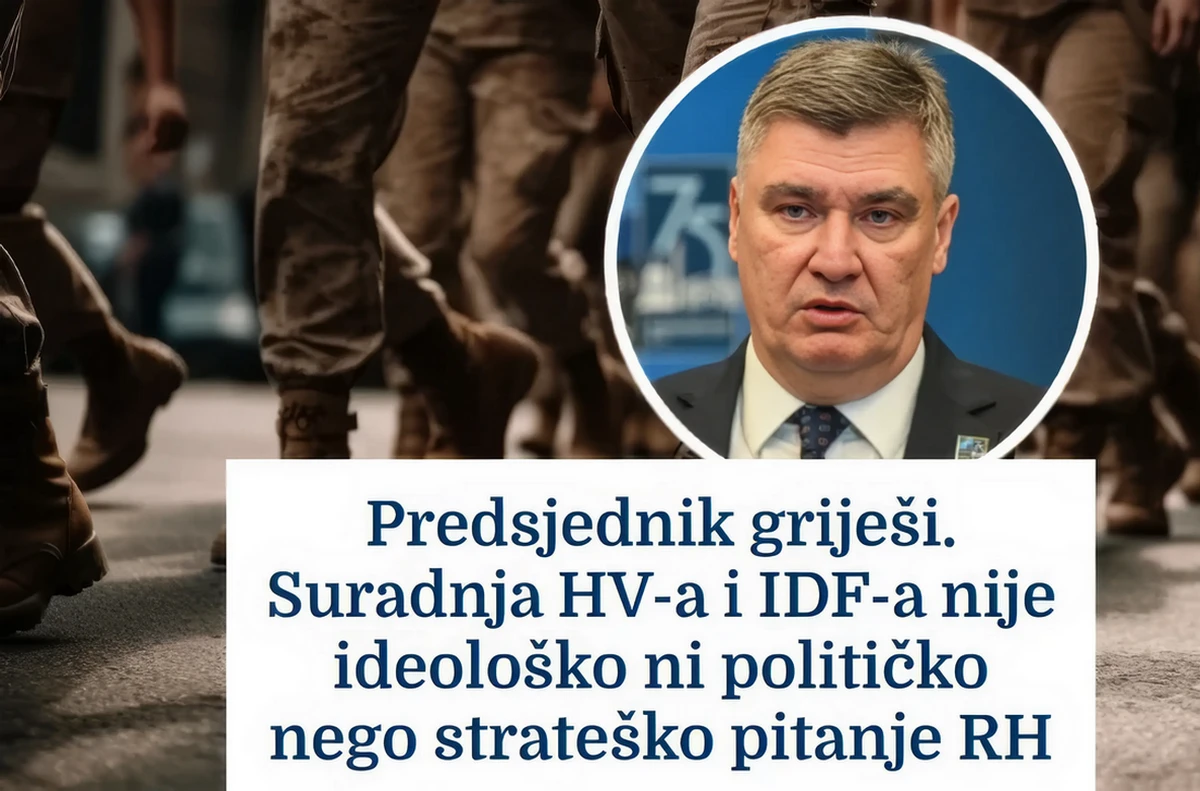 Az elnök téved. A horvát és az izraeli hadsereg együttműködése se nem ideológiai, se nem politikai kérdés, hanem stratégiai - írja a liberal.hr
