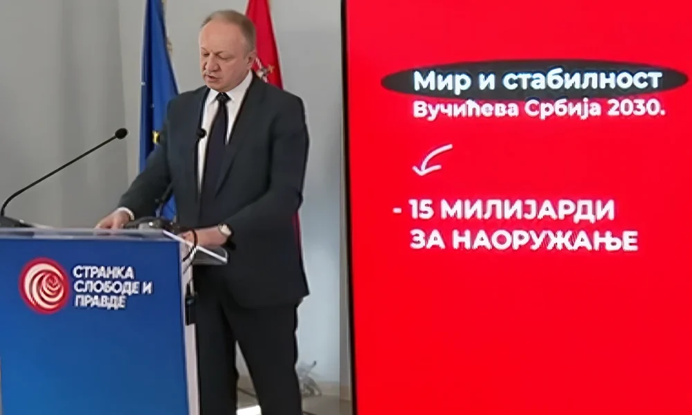 Dagan Đilas vizuálisan is megjeleníttette, hogy a szerb elnök 2030-ig 15 milliárd dollárért akar fegyvereket venni